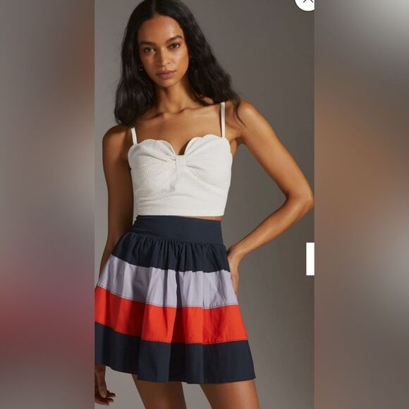 Anthropologie NWT Maeve Colorblocked Mini Skirt Size M High Waist A-Line Skirt - Picture 1 of 12